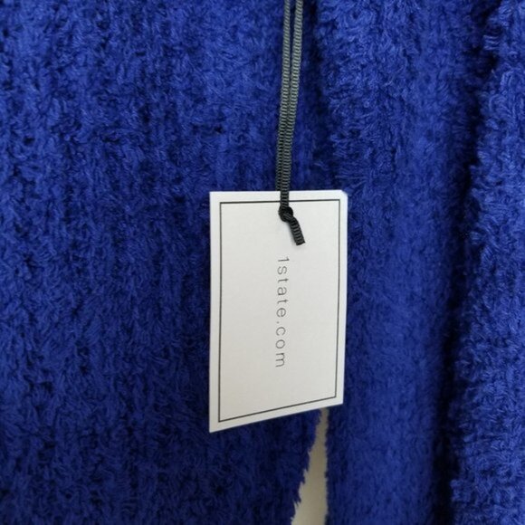 1.State Crewneck Blue Terry Ribbed Oversized Sweater - Picture 7 of 7